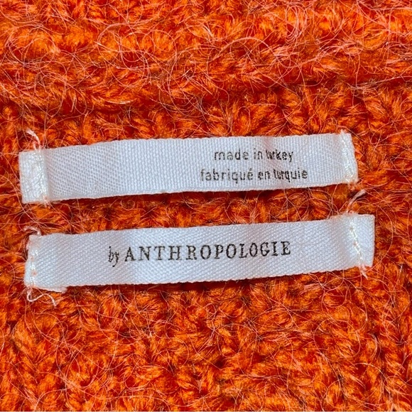 Anthropologie Orange Cable Knit Mock Neck Sweater S 1/4 Zip Pullover Very Soft - Picture 6 of 6